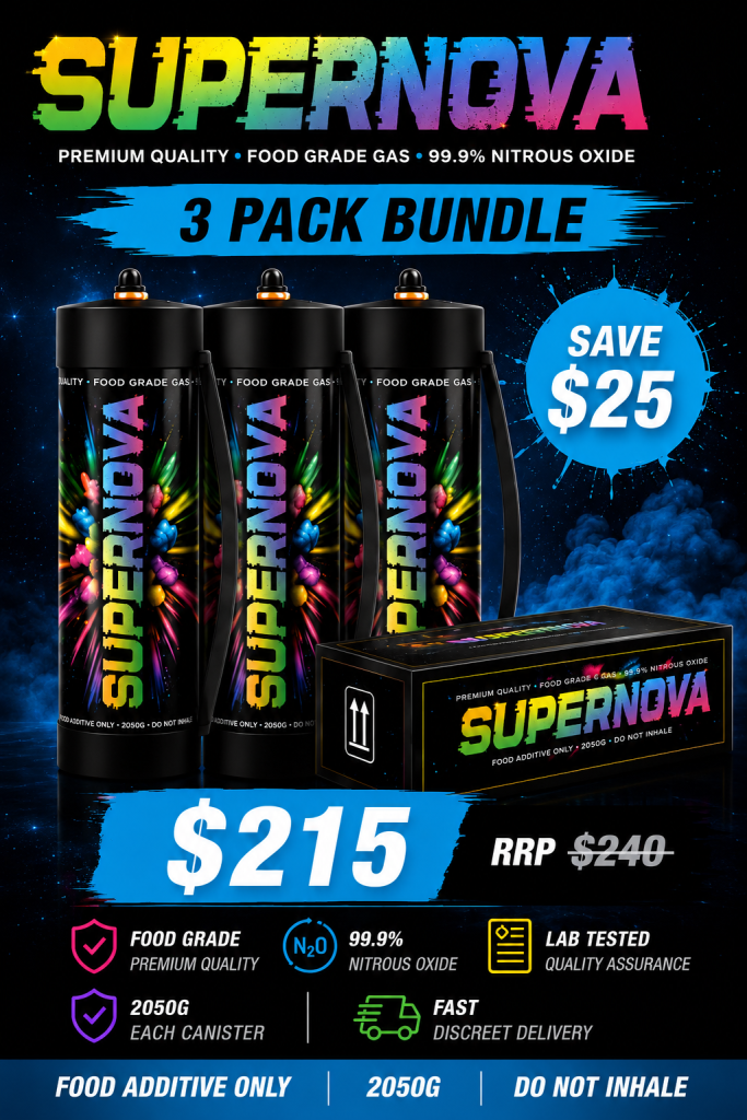 Supernova 3 Pack Bundle of premium food-grade cream chargers from Whipify.