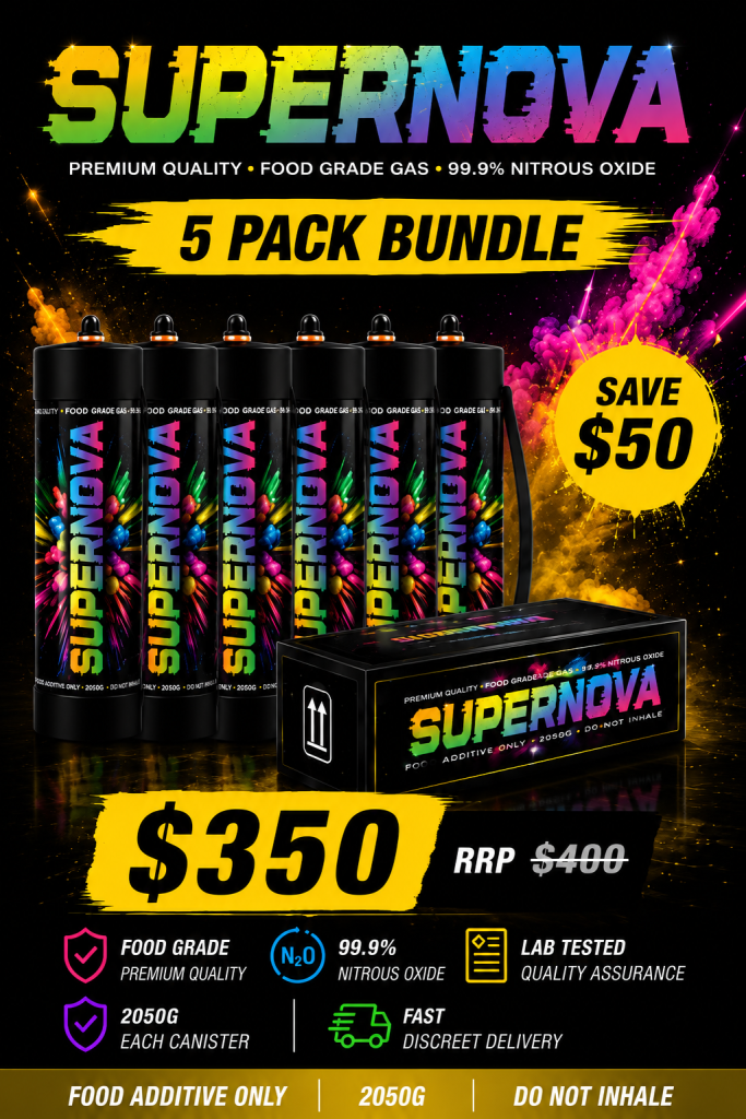 Supernova 5 Pack Bundle of premium food-grade cream chargers from Whipify.